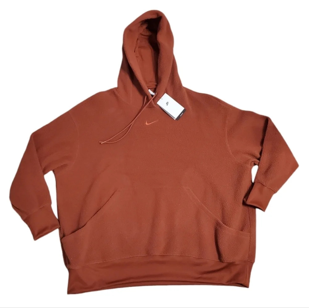 NWT Nike Women's Sportswear Rugged Orange Fleece Hoodie Sweatshirt XL - Picture 2 of 9